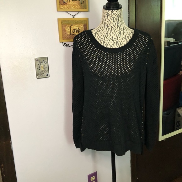 Rock & Republic Black waffle sweater - Picture 2 of 7